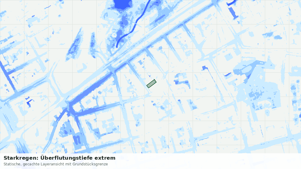 Statische Kartenansicht: Starkregen: Überflutungstiefe extrem