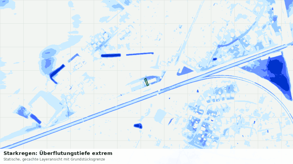 Statische Kartenansicht: Starkregen: Überflutungstiefe extrem
