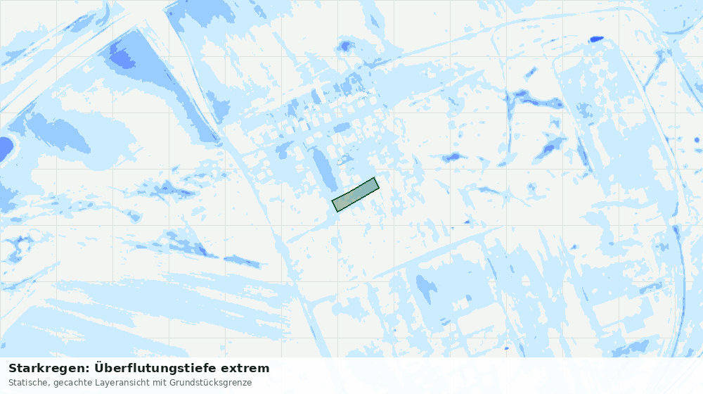 Statische Kartenansicht: Starkregen: Überflutungstiefe extrem