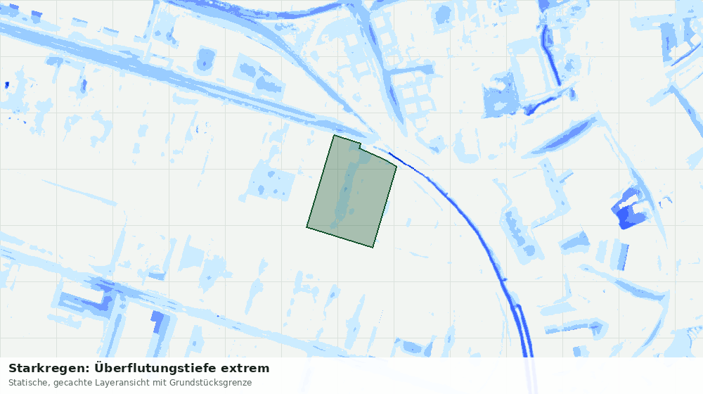 Statische Kartenansicht: Starkregen: Überflutungstiefe extrem