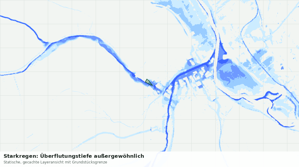 Statische Kartenansicht: Starkregen: Überflutungstiefe außergewöhnlich