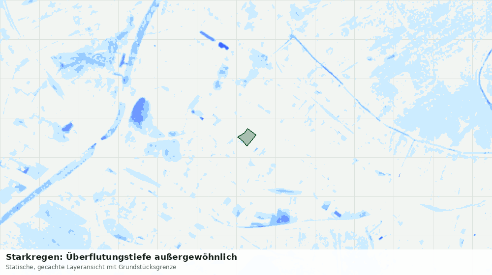 Statische Kartenansicht: Starkregen: Überflutungstiefe außergewöhnlich