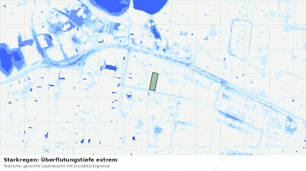 Statische Kartenansicht: Starkregen: Überflutungstiefe extrem