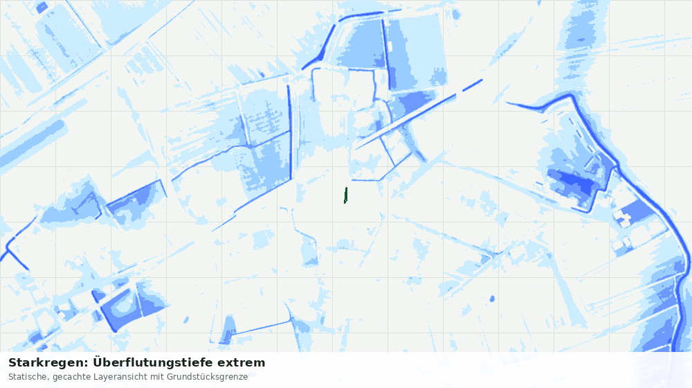 Statische Kartenansicht: Starkregen: Überflutungstiefe extrem