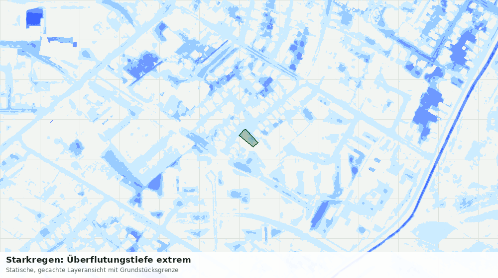 Statische Kartenansicht: Starkregen: Überflutungstiefe extrem
