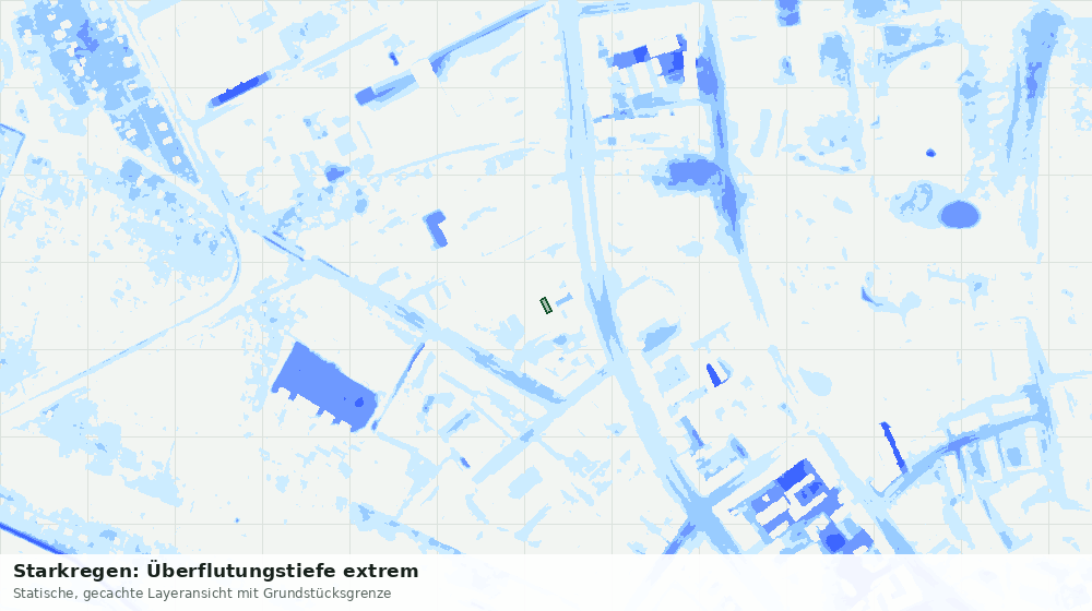 Statische Kartenansicht: Starkregen: Überflutungstiefe extrem