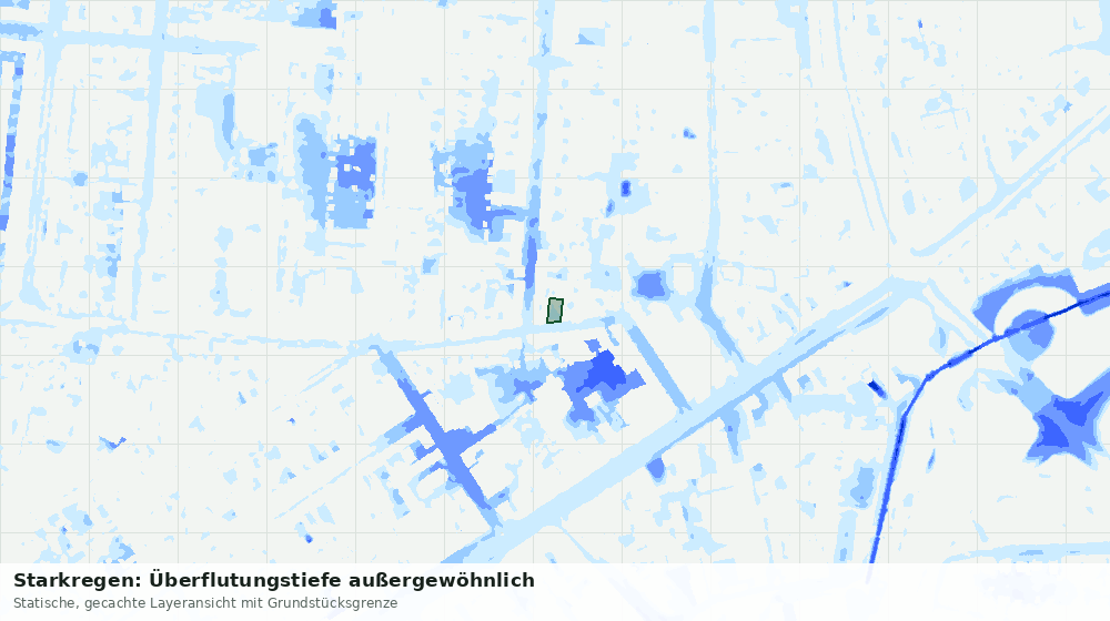 Statische Kartenansicht: Starkregen: Überflutungstiefe außergewöhnlich