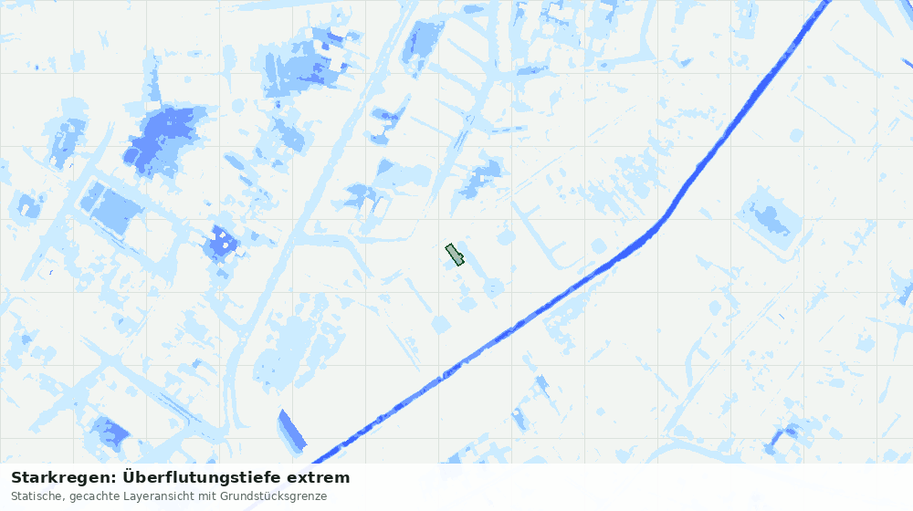 Statische Kartenansicht: Starkregen: Überflutungstiefe extrem