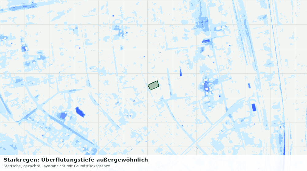 Statische Kartenansicht: Starkregen: Überflutungstiefe außergewöhnlich