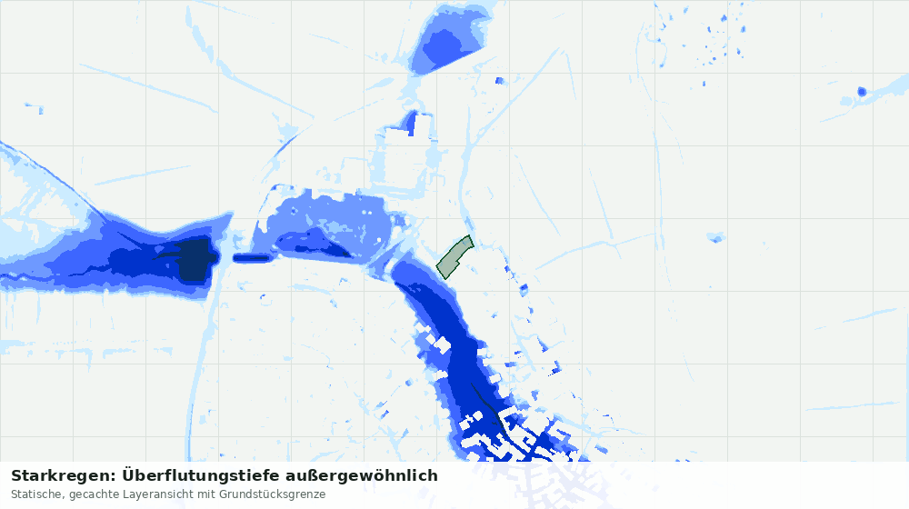 Statische Kartenansicht: Starkregen: Überflutungstiefe außergewöhnlich