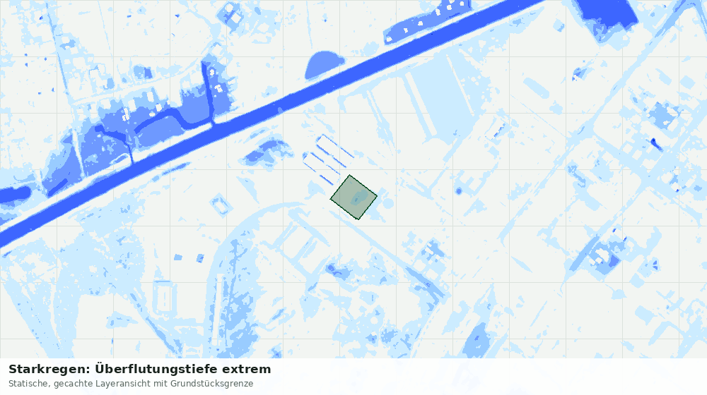 Statische Kartenansicht: Starkregen: Überflutungstiefe extrem