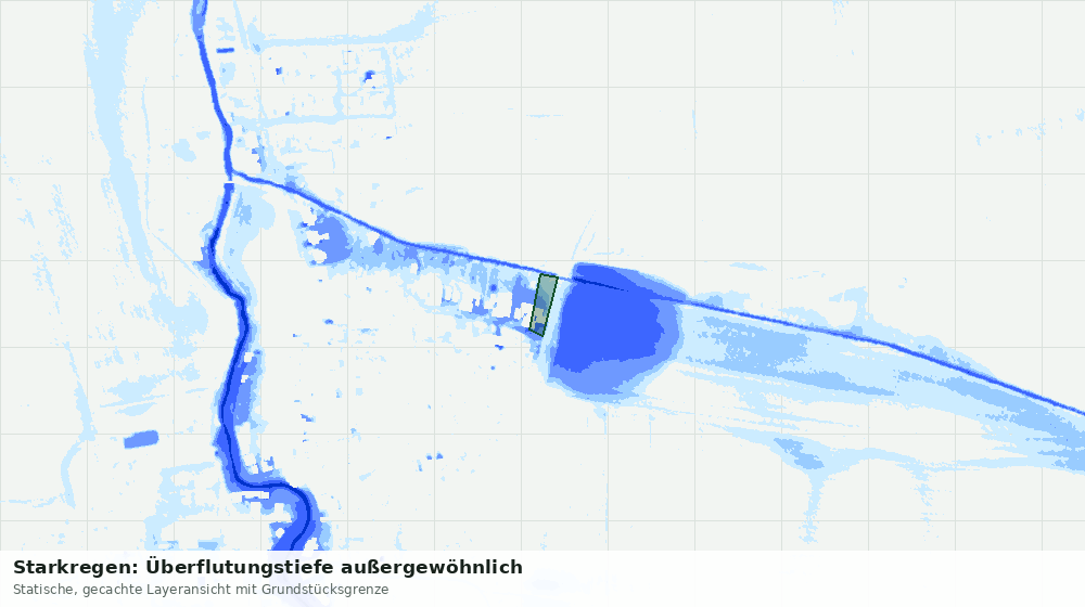 Statische Kartenansicht: Starkregen: Überflutungstiefe außergewöhnlich