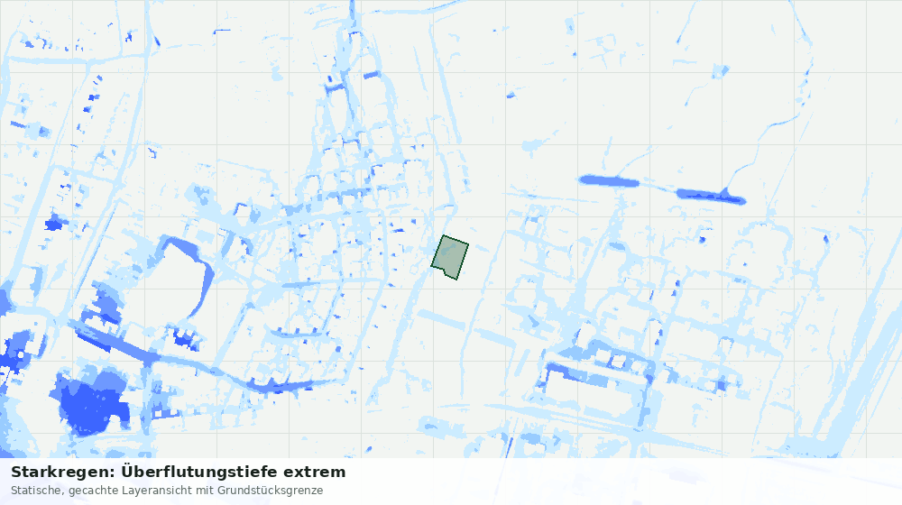 Statische Kartenansicht: Starkregen: Überflutungstiefe extrem