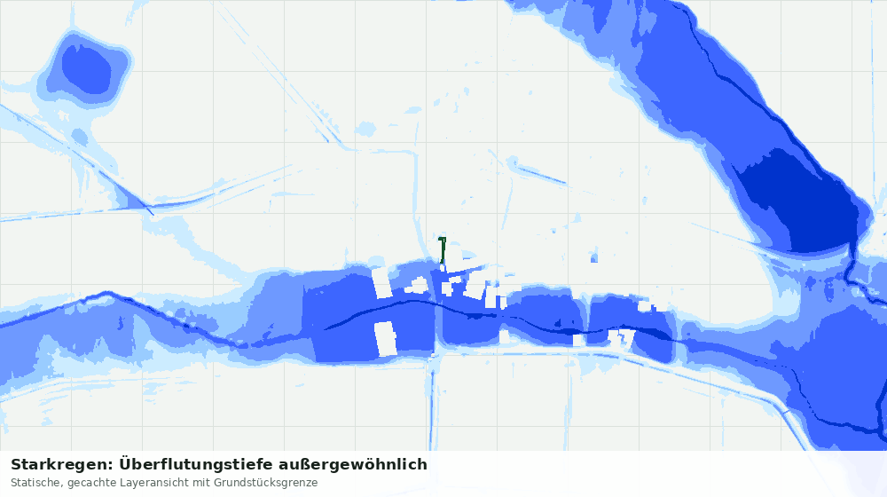 Statische Kartenansicht: Starkregen: Überflutungstiefe außergewöhnlich