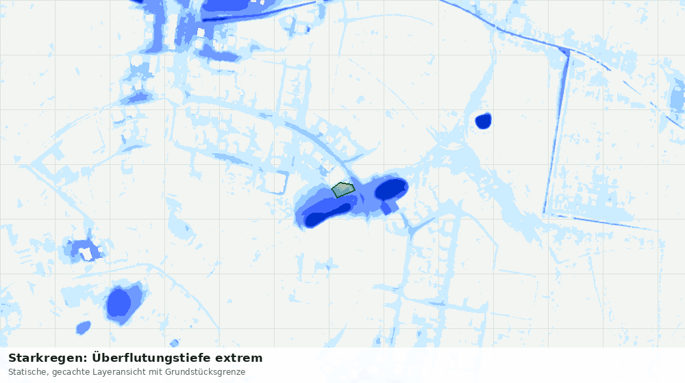 Statische Kartenansicht: Starkregen: Überflutungstiefe extrem