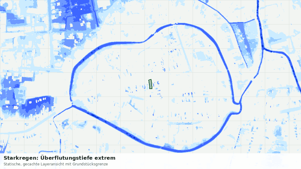 Statische Kartenansicht: Starkregen: Überflutungstiefe extrem