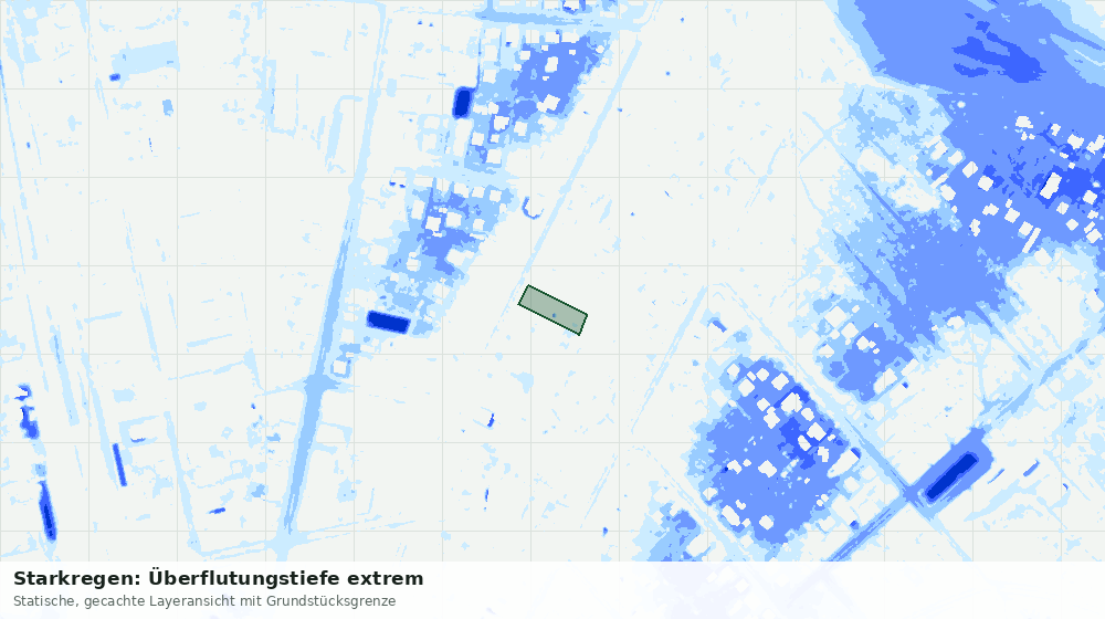 Statische Kartenansicht: Starkregen: Überflutungstiefe extrem