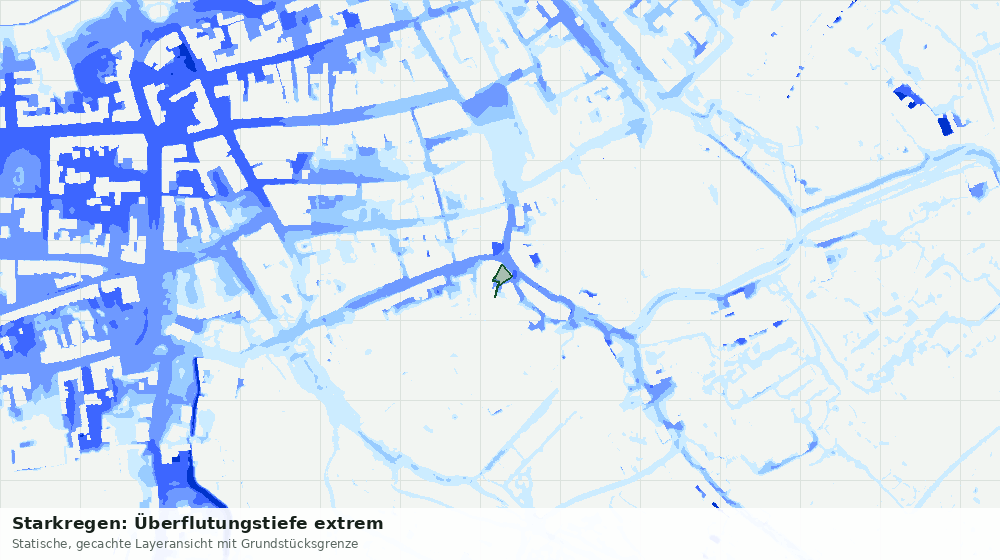 Statische Kartenansicht: Starkregen: Überflutungstiefe extrem