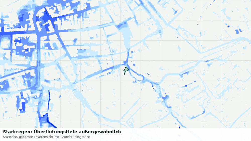 Statische Kartenansicht: Starkregen: Überflutungstiefe außergewöhnlich