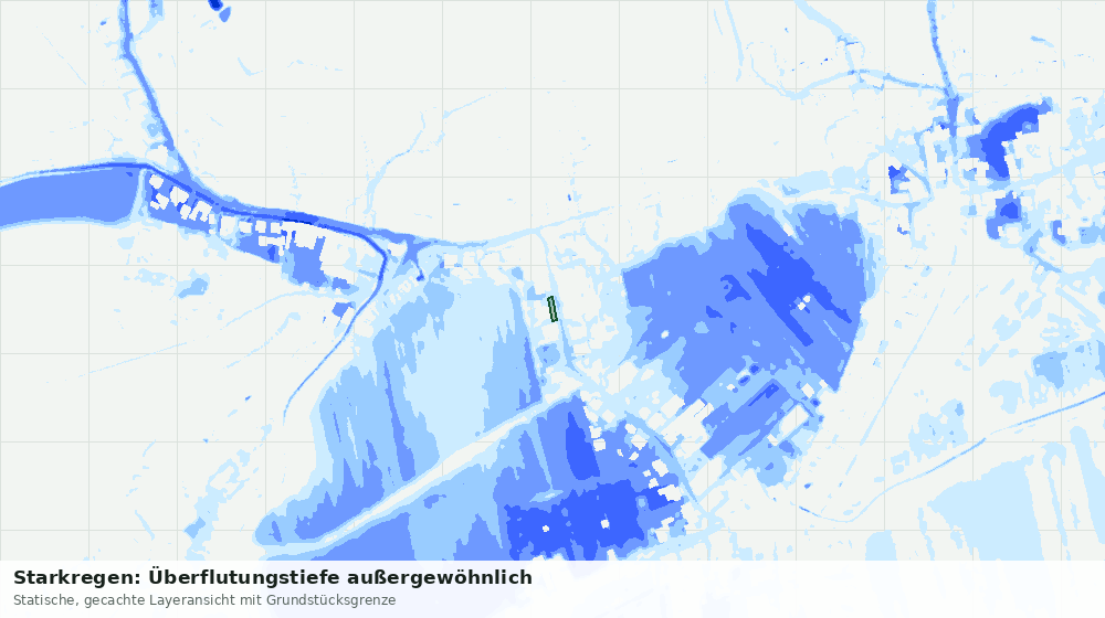 Statische Kartenansicht: Starkregen: Überflutungstiefe außergewöhnlich