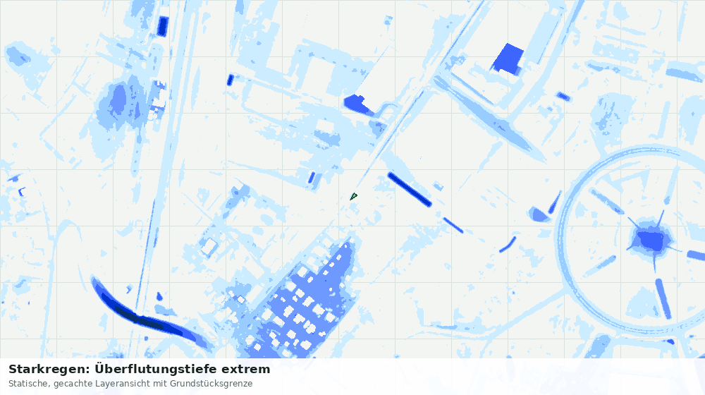 Statische Kartenansicht: Starkregen: Überflutungstiefe extrem