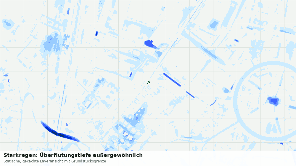 Statische Kartenansicht: Starkregen: Überflutungstiefe außergewöhnlich