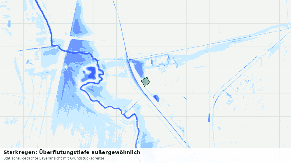 Statische Kartenansicht: Starkregen: Überflutungstiefe außergewöhnlich