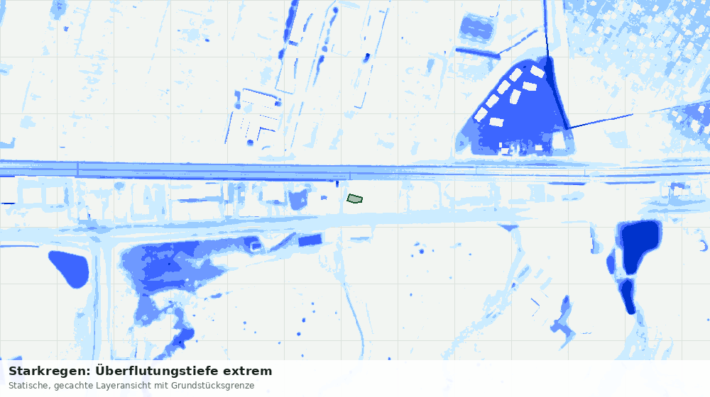 Statische Kartenansicht: Starkregen: Überflutungstiefe extrem