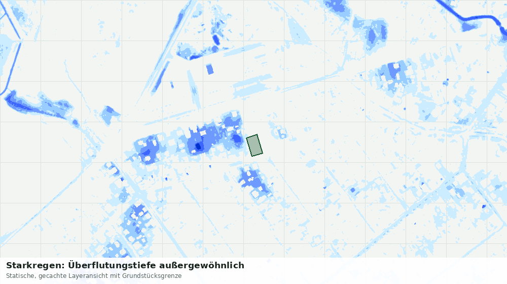 Statische Kartenansicht: Starkregen: Überflutungstiefe außergewöhnlich
