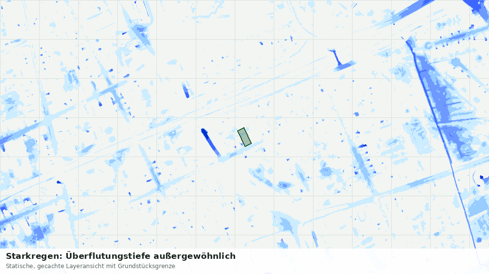 Statische Kartenansicht: Starkregen: Überflutungstiefe außergewöhnlich