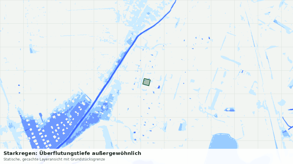 Statische Kartenansicht: Starkregen: Überflutungstiefe außergewöhnlich