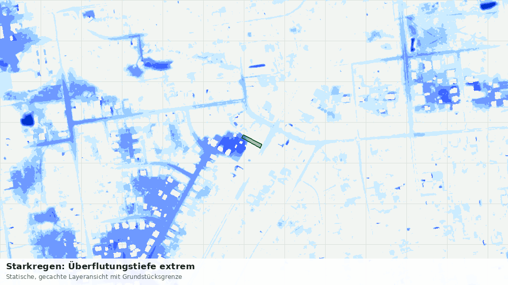 Statische Kartenansicht: Starkregen: Überflutungstiefe extrem