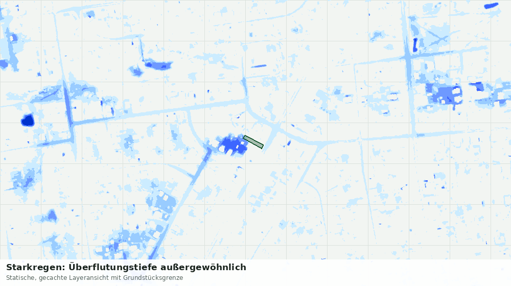 Statische Kartenansicht: Starkregen: Überflutungstiefe außergewöhnlich