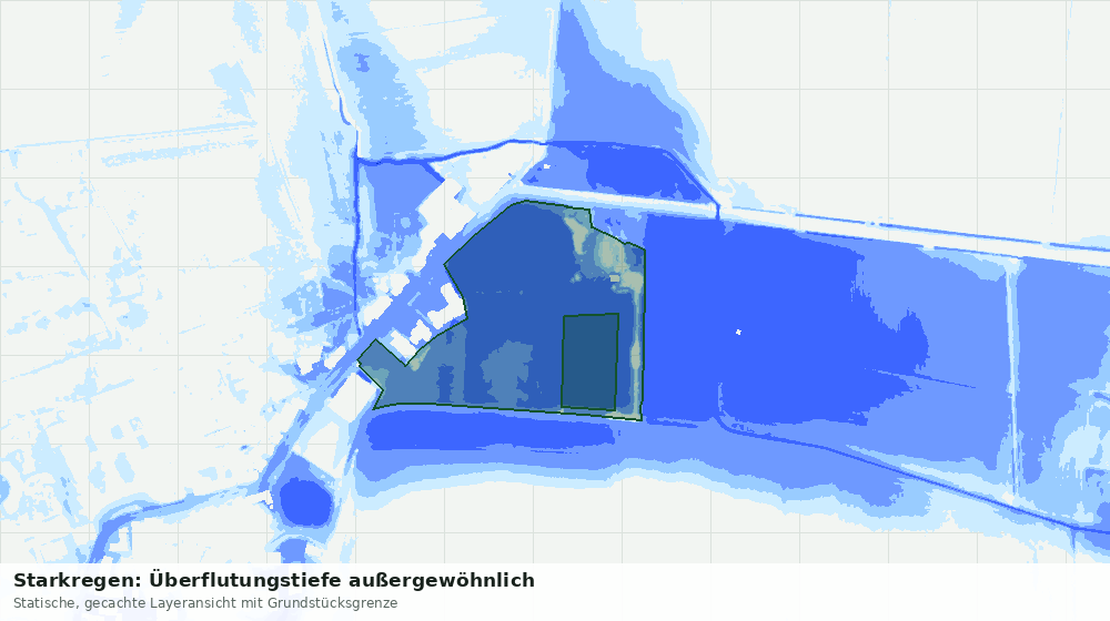 Statische Kartenansicht: Starkregen: Überflutungstiefe außergewöhnlich