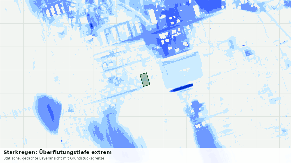 Statische Kartenansicht: Starkregen: Überflutungstiefe extrem