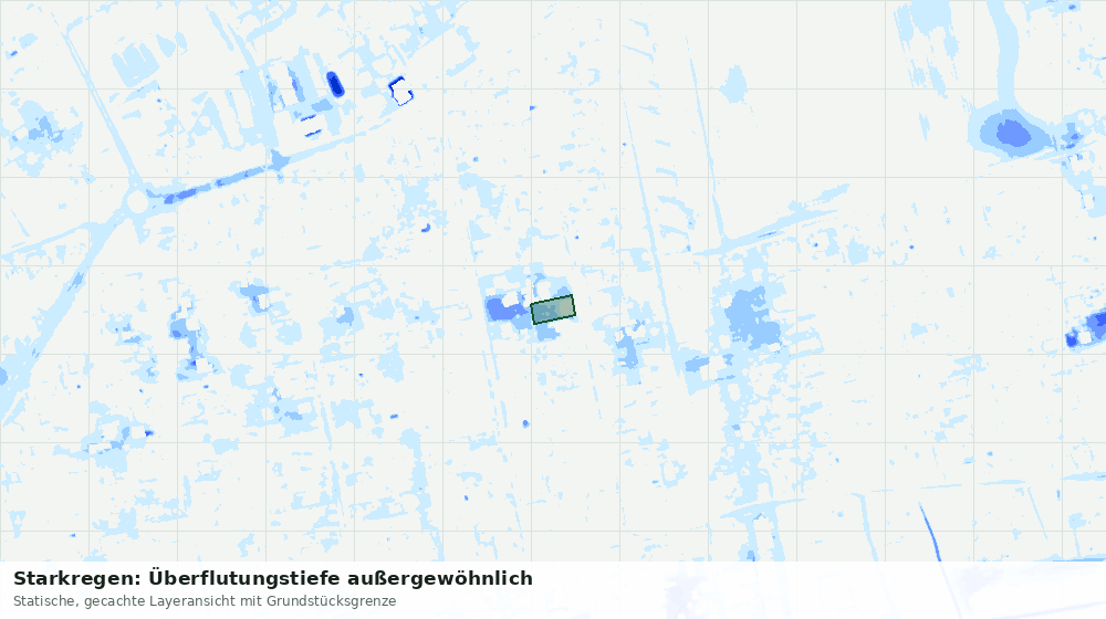 Statische Kartenansicht: Starkregen: Überflutungstiefe außergewöhnlich