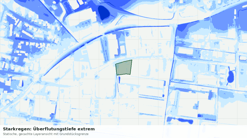 Statische Kartenansicht: Starkregen: Überflutungstiefe extrem