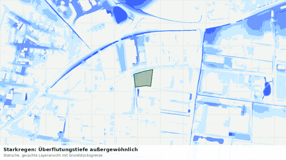 Statische Kartenansicht: Starkregen: Überflutungstiefe außergewöhnlich