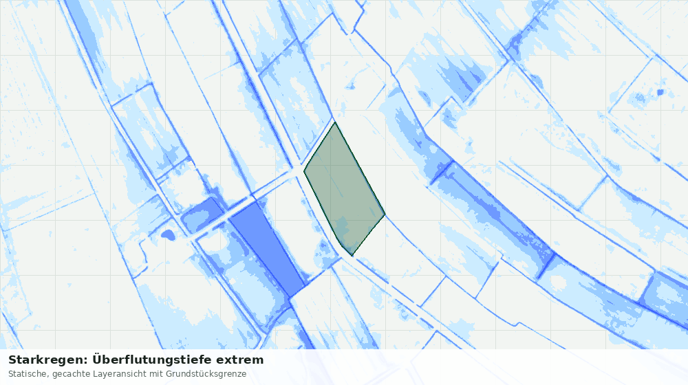 Statische Kartenansicht: Starkregen: Überflutungstiefe extrem
