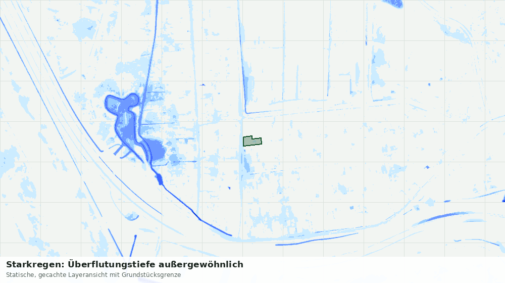 Statische Kartenansicht: Starkregen: Überflutungstiefe außergewöhnlich