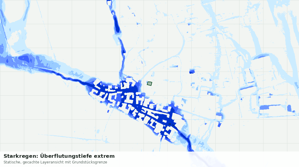 Statische Kartenansicht: Starkregen: Überflutungstiefe extrem