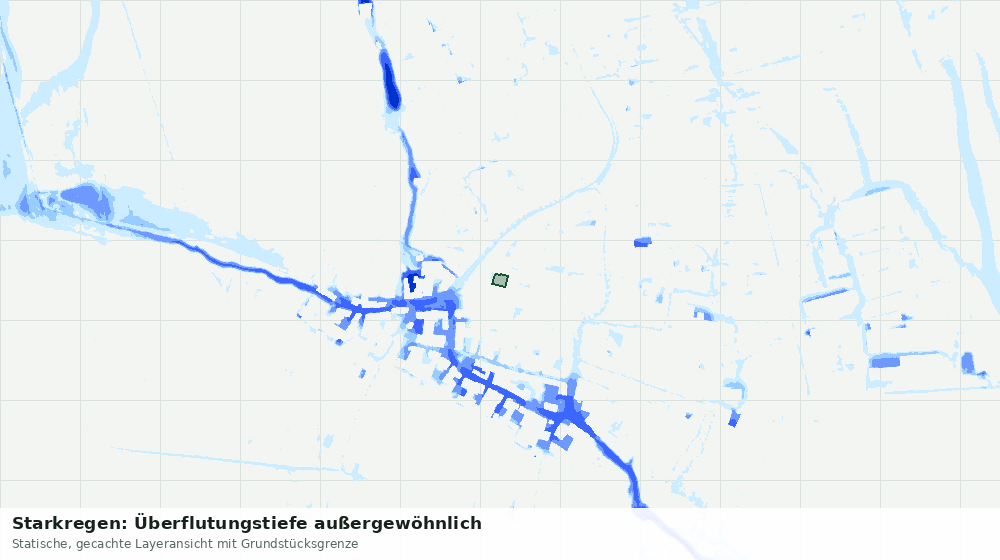 Statische Kartenansicht: Starkregen: Überflutungstiefe außergewöhnlich