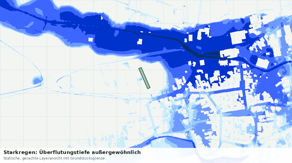 Statische Kartenansicht: Starkregen: Überflutungstiefe außergewöhnlich