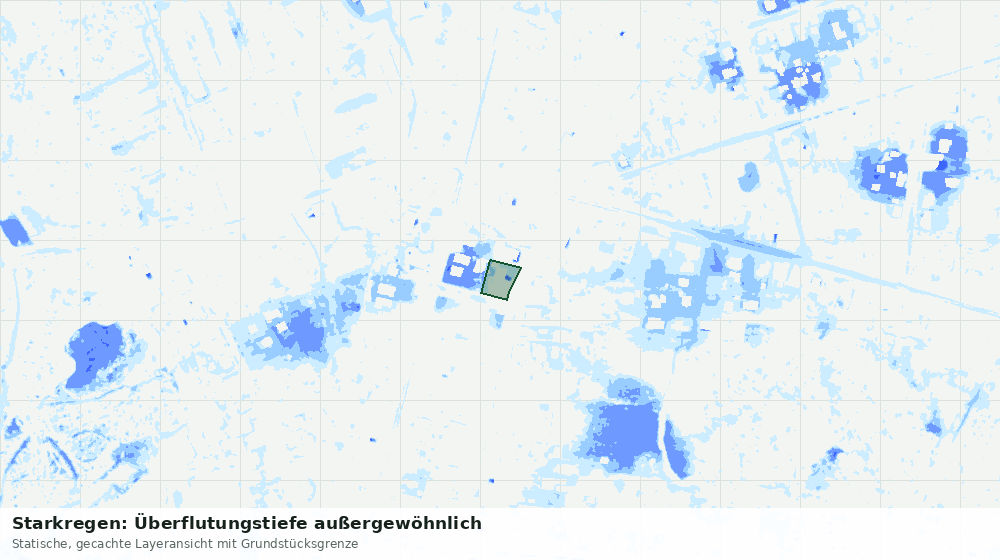 Statische Kartenansicht: Starkregen: Überflutungstiefe außergewöhnlich