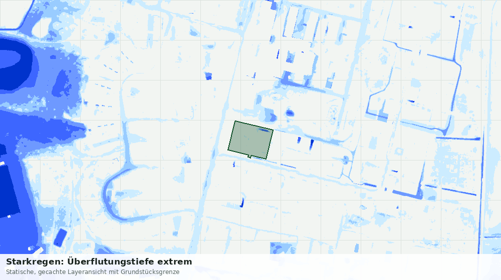 Statische Kartenansicht: Starkregen: Überflutungstiefe extrem