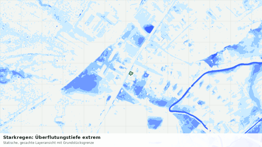 Statische Kartenansicht: Starkregen: Überflutungstiefe extrem