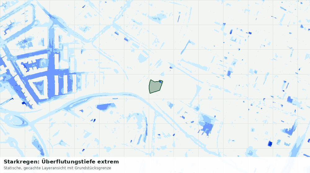 Statische Kartenansicht: Starkregen: Überflutungstiefe extrem