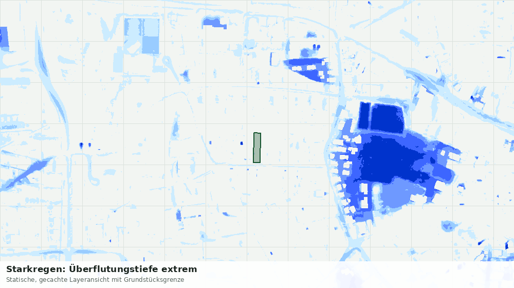 Statische Kartenansicht: Starkregen: Überflutungstiefe extrem