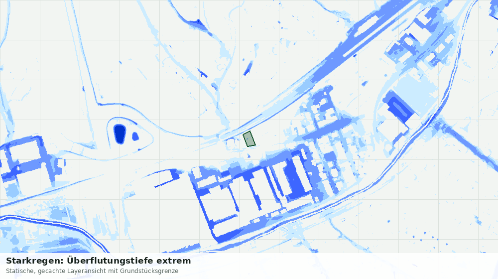 Statische Kartenansicht: Starkregen: Überflutungstiefe extrem
