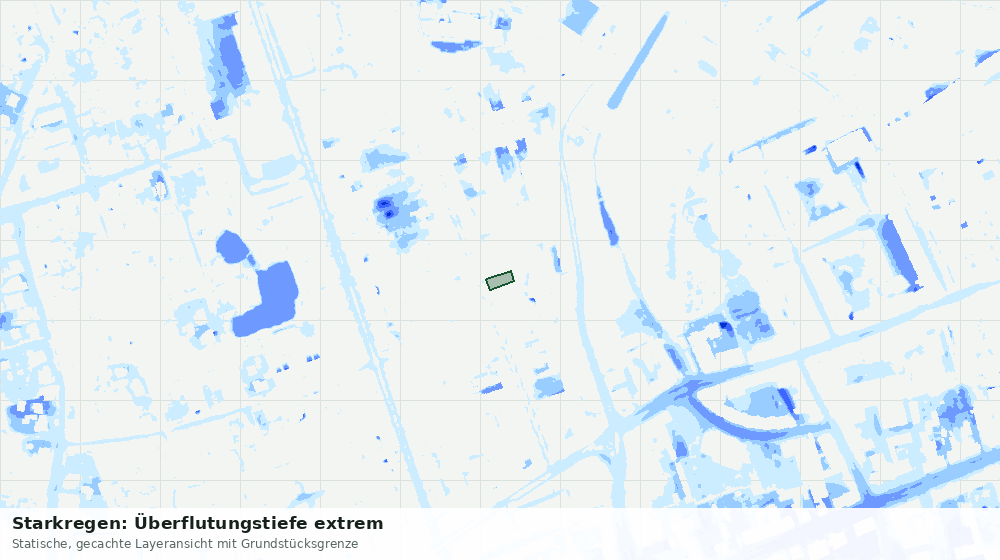 Statische Kartenansicht: Starkregen: Überflutungstiefe extrem